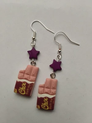 ORECCHINI IN FIMO FATTI A MANO CIOCCOLATO WONKA BARRETTA  - Immagine 1 di 3