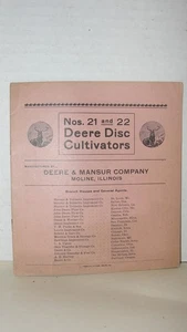 VINTAGE DEER & MANSUR -NOS. 21 & 22 DEERE DISC CULTIVATORS, ADVERTISING PRINT - Picture 1 of 4