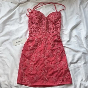 Mini abito Barbie Lavetir taglia 6 corsetto pizzo floreale bustier perline cocktail - Foto 1 di 17