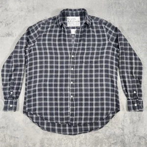 Frank & Eileen Shirt Womens XXS Gray White Plaid Eileen Button Up Long Sleeve - Picture 1 of 14