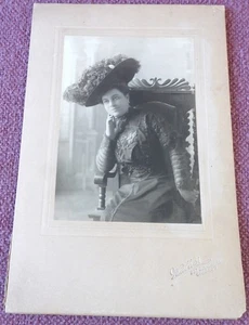 Vintage Antik 1890er 1900er Gesellschaft Dame Straußen Hut Mode Portrait Foto Chicago - Bild 1 von 3