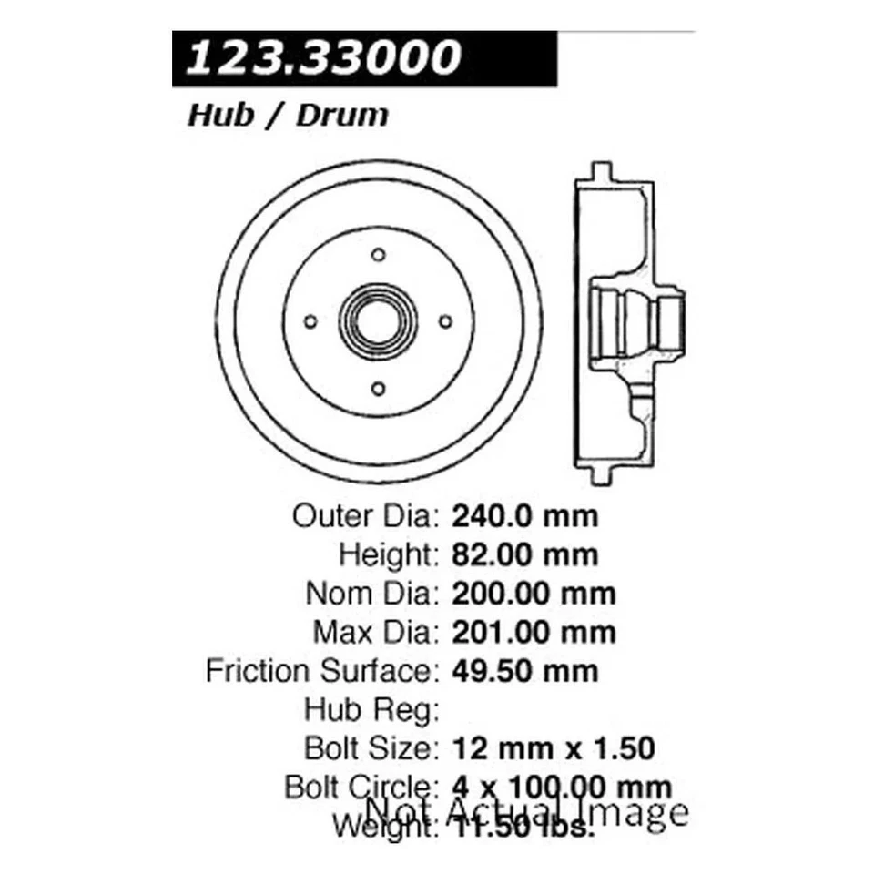 For Volkswagen Jetta 1990-1999 Centric 123.33000 C-Tek Standard Rear Brake Drum Foto 1 de 1