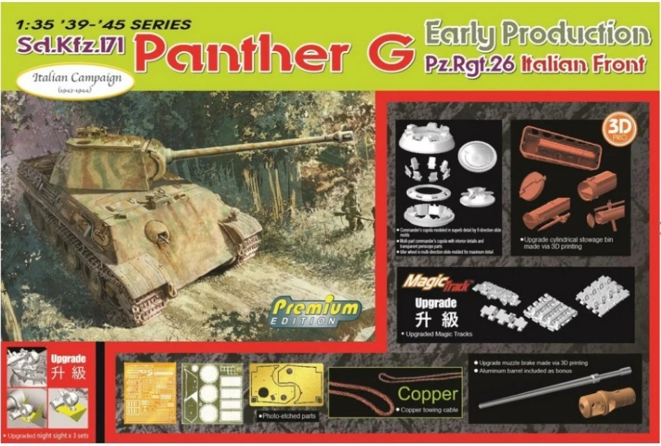 DRAGON D6622 SD.KFZ.171 PANTHER G EARLY PROD.Pz.Rgt.26 ITALIAN FRONT KIT 1:35 Mo - Immagine 1 di 1