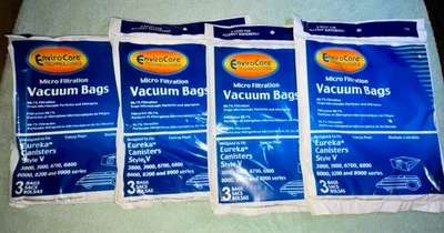 EnviroCare Micro Filtration Vacuum Bags Eureka Canisters Style V Sealed 4 Packs - Image 1 of 2