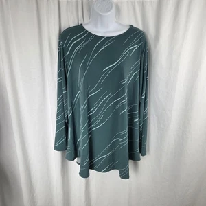 Alfani Elements Shirt Womens 0X Teal Long Sleeve Tunic Plus Size Stretch Flowy - Picture 1 of 12