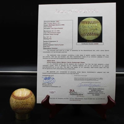 1950 Washington Senators Team Signed Baseball Harris +24 JSA LOA AZ023 - Image 1 of 4
