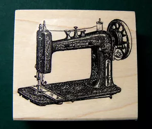 P11 Victorian Sewing machine 2.4x2" rubber stamp WM - Picture 1 of 1