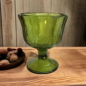 Cuenco de compota pedestal de vendimia verde de vidrio Indiana vintage - Imagen 1 de 6