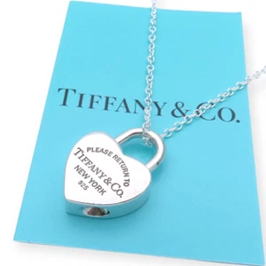 Tiffany & Co. Return to Tiffany Heart Lock Pendant Necklace Charm Silver 925 - Picture 1 of 7