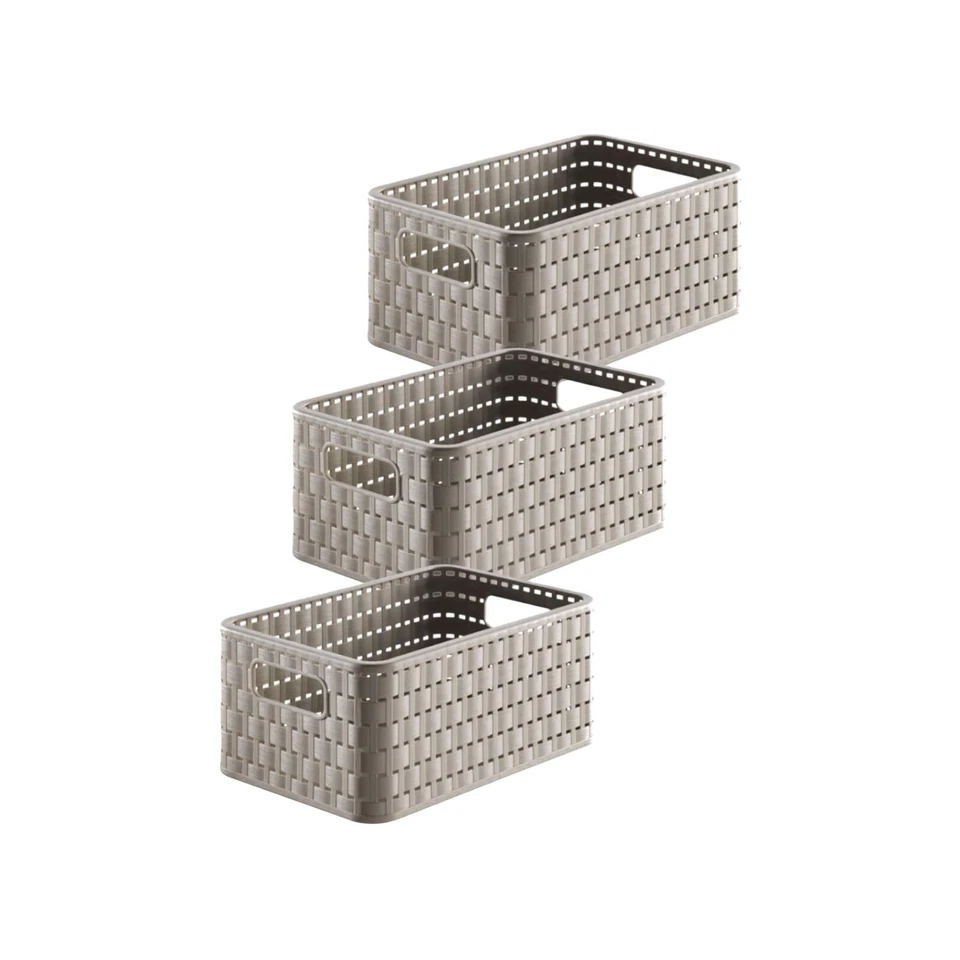 ROTHO 3er Set Aufbewahrungskorb 6L Country Aufbewahrungsbox Körbchen Kunststoff - Bild 1 von 1