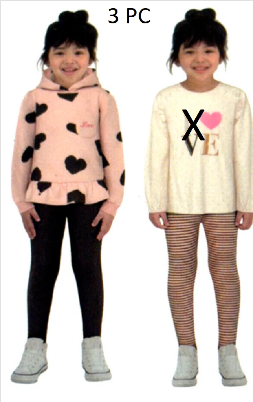 Kids Headquarters Girls 3 Piece Set (PINK HEARTS, 4T) NWT - Image 1 of 1