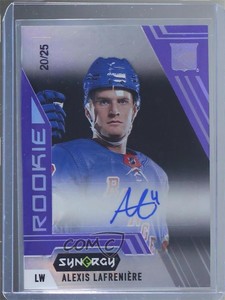2020-21 Upper Deck Synergy Portrait Purple /25 Alexis Lafreniere Rookie Auto RC