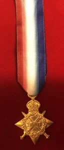 1914-15 STAR MEDAL WW1 COPY SUPERB REPRODUCTION WITH 10” RIBBON - Picture 1 of 1