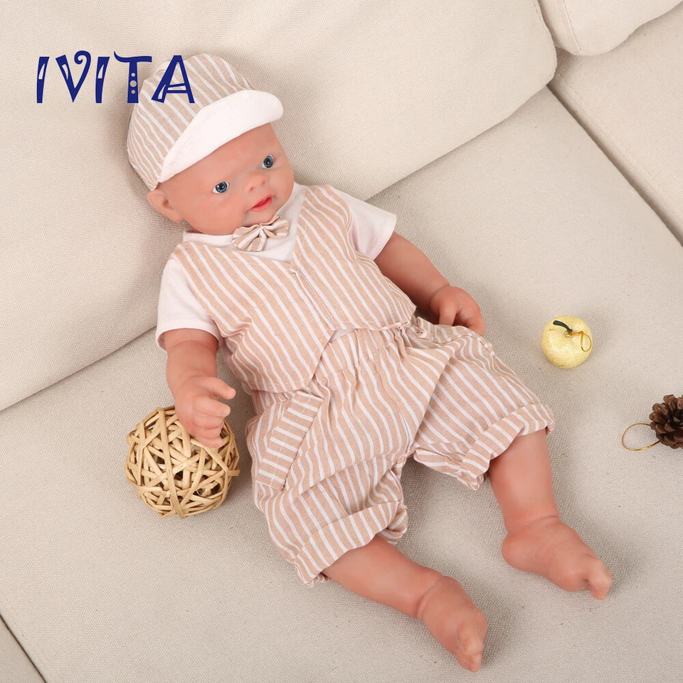 IVITA 46cm Realistic Silicone Doll Reborn Baby Boy Toddler Toys Birthday Gift