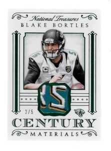 Blake Bortles /5 Logo Patch 2015 National Treasures Century Materials Emerald