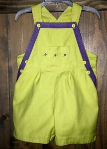 Jacadi Paris Toddler Girl Summer Bib Romper Sun Suit Green Lavender EUC SIze 2 - Picture 1 of 4