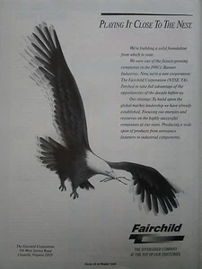 11/1990 PUB FAIRCHILD BANNER INDUSTRIE EAGLE AIGLE NEST NID AVIATION ORIGINAL AD - Imagen 1 de 1