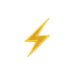 Winks For Days Metallic Lightning Bolt Emoji Embroidered Iron-On Patch