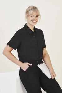 Biz Care Womens Easy Stretch Short Sleeve Shirt CS947LS Size 28 - Picture 1 of 4