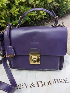 Dooney & Bourke Grape Purple 🍇 Alto Adele Satchel 💜 DB Italia Smooth Leather - Picture 1 of 18