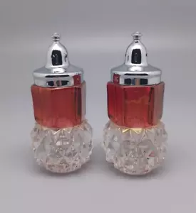 Agitadores de sal y pimienta con punta de diamante rojo rubí de Indiana de colección - Imagen 1 de 8