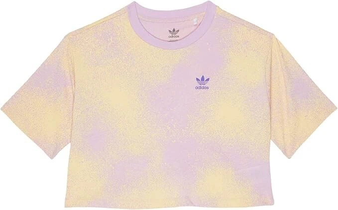 adidas Originals Girls' Graphic Printed Crop Tee Bliss Lilac/Almost Yellow Large