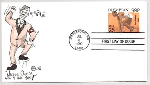 #2496 JESSE OWENS WINS 4 GOLD MEDALS BERLIN OLYMPICS, WILSON HAND COLORED FDC - Picture 1 of 1
