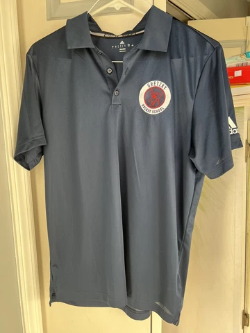 Gretzky Hockey School Polo Shirt Adidas Men's Large | Blue | Microfiber | V FINE Cover