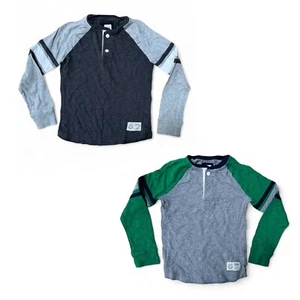 GAP Boys Long Sleeve T-shirts - Set of 2, Size: S (6-7Y), Grey/Green - USED - Picture 1 of 6