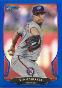 2013 Bowman Chrome #198 Gio Gonzalez Blue Refractor 020/250 Nationals Brewers - Picture 1 of 1