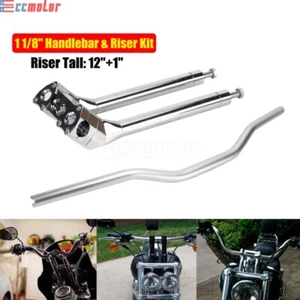 Kit elevador de manillar y 12" de 1 1/8" 28 mm para Harley Softail Street Bob FXBB FXBBS - Imagen 1 de 12