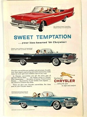 1959 Chrysler 300E Windsor New Yorker Convertible Print Ad  - Image 1 of 4