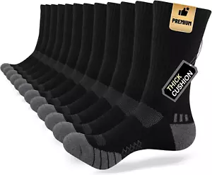 Mens Cushion Crew Socks Athletic Running Moisture Wicking Work Socks Performance - Picture 1 of 12