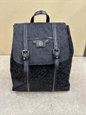 Tommy Hilfiger Mujer Negro Logo Jacquard Pequeña Mochila Bolso Cartera Foto 1 de 4
