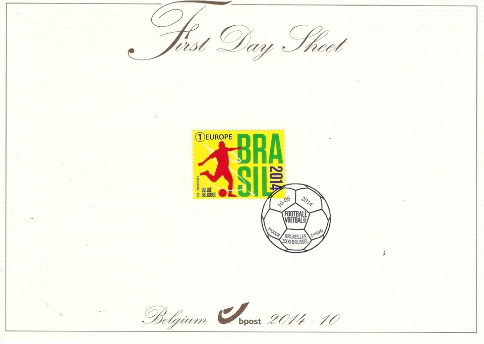[FDS410] Belgium FDS 2014-10 Soccer Sports First Day Sheet SUPERB - Image 1 of 1