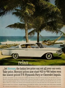1960 Car Auto Mercury Monterey 60s Vintage Print Ad Dorado Beach Palm Trees Sun - Picture 1 of 7
