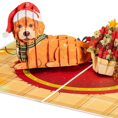 Tarjetas de Navidad Pop Up by Paper Love, Perro de Navidad 3D, Popup Artesanal Verde... Foto 1 de 4