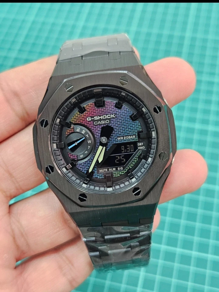 Personalizado G-Shock GA2100 Esfera Arco Iris Full Metal Mod | Estuche Octágono | 200M Foto 1 de 1