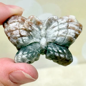 Sonnenstein in Mondstein Schmetterling Kristallschnitzerei - Edelstein geschnitzt Cabochon 1,8" - Bild 1 von 3