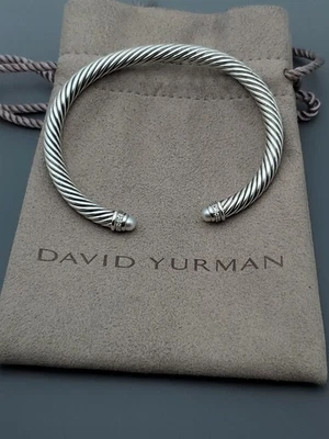 David Yurman 5mm Classic Cable Bracelet with Pearl and Diamonds size small - Image 1 of 4