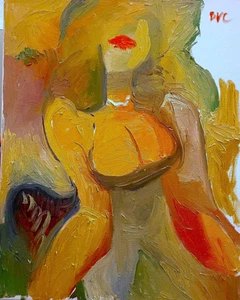 Cubism Boudoir French Portrait Interior Oil Painting Original Signed 16x20 BVC - Picture 1 of 4