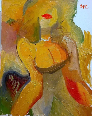 Pintura al óleo interior retrato francés cubismo toudoir original firmada 16x20 BVC Foto 1 de 4