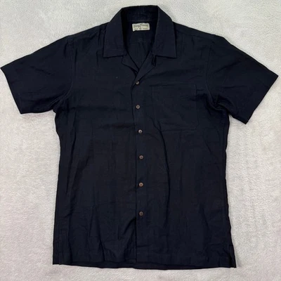 Kenny Flowers Mens Medium Island Classics Black Linen S/S Button Up Shirt Casual - Image 1 of 4