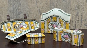 Vintage französischer Porzellan Schreibtisch 5-teiliges Set handbemalt Blumen - Aladin France - Bild 1 von 22