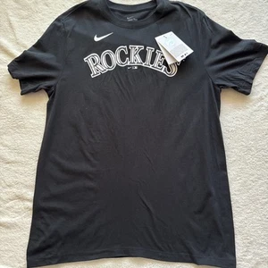 NWT Men's Medium Nike Tee MLB Colorado Rockies Black Short Sleeve T-Shirt - Picture 1 of 5