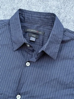 JOHN VARVATOSUSA LUXE Botón Manga Larga Hombres XS Azul Marino Rayas Mezcla de Algodón Foto 1 de 4