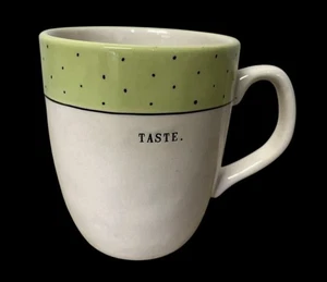 RAE DUNN by Magenta Artisan Collection Coffee Mug "Taste" Green Black Dots New - Picture 1 of 3