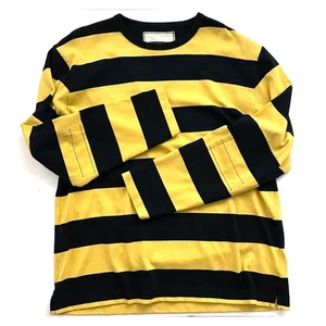 Vintage 90s JCREW Oversized Yellow and Navy Striped Rugby Crewneck Shirt Large - Bild 1 von 7