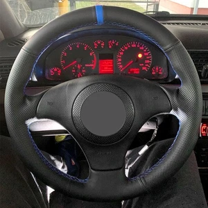 Black-Blue Line Steering Wheel Leather Cover For Audi A8 (D2) Saloon 1998-2002 - Bild 1 von 11