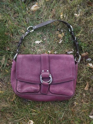 Vintage 2005 Coach Chelsea Pebbled Red Plum Leather Shoulder Bag Purse Y2K - Image 1 of 4